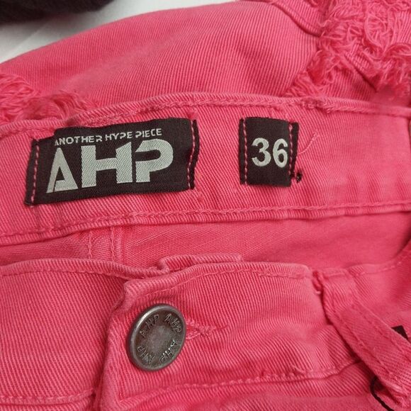 AHP Men's Jeans Sz 36x36 Pink Stacked Distressed Frayed Hip Hop Punk Streetwear - Picture 12 of 14
